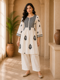 Ivory Mull Cotton Hand Work Embroidered 2-Piece Co-Ord Set