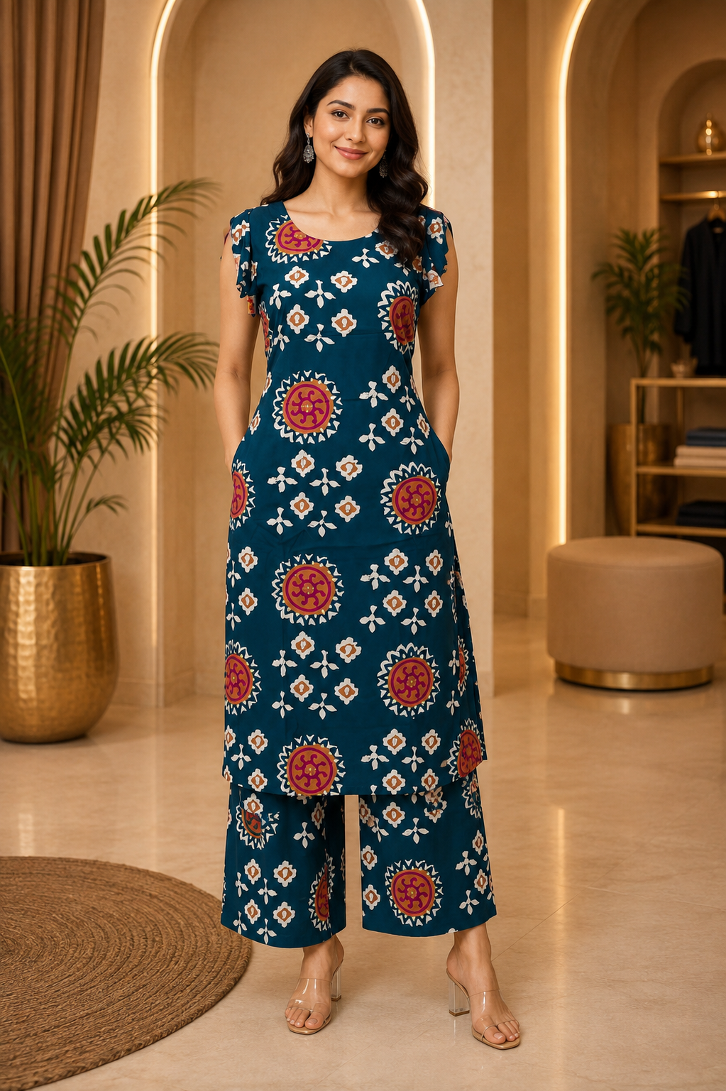 Deep Teal 24 Grade Heavy Rayon Co-ord Set