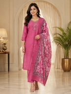 Dusty Rose Pink Vertican Ethnic Suit Set