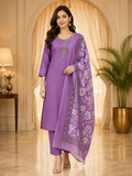 Elegant Lavender Purple Vertican Ethnic Suit Set