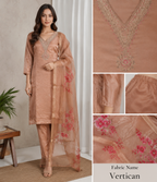 Dusty Peach Embroidered Straight Suit Set,