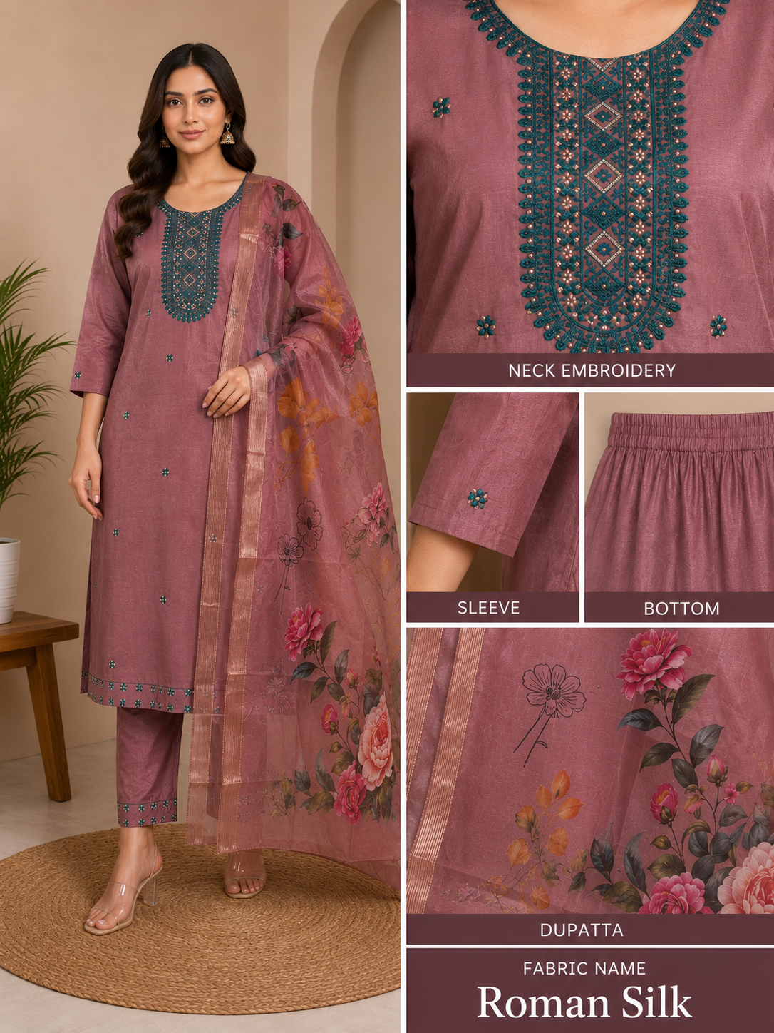 Dusty Mauve Straight Suit Set