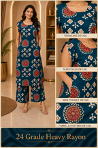 Deep Teal 24 Grade Heavy Rayon Co-ord Set