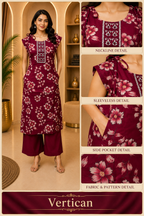 Deep Burgundy Floral Vertican Co-ord Set