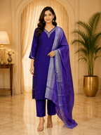 Royal Purple Vertican 3-Piece Ethnic Suit Set