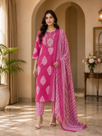 Rose Pink Cotton 3-Piece Set