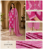 Rose Pink Cotton 3-Piece Set