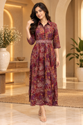 Maroon Printed Reyon/Rayon 1-Piece Kurti – Floral Print Women’s Ethnic Wear