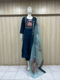 Nice elegant piece  dark blue Embroidered Kurti Set tell me information