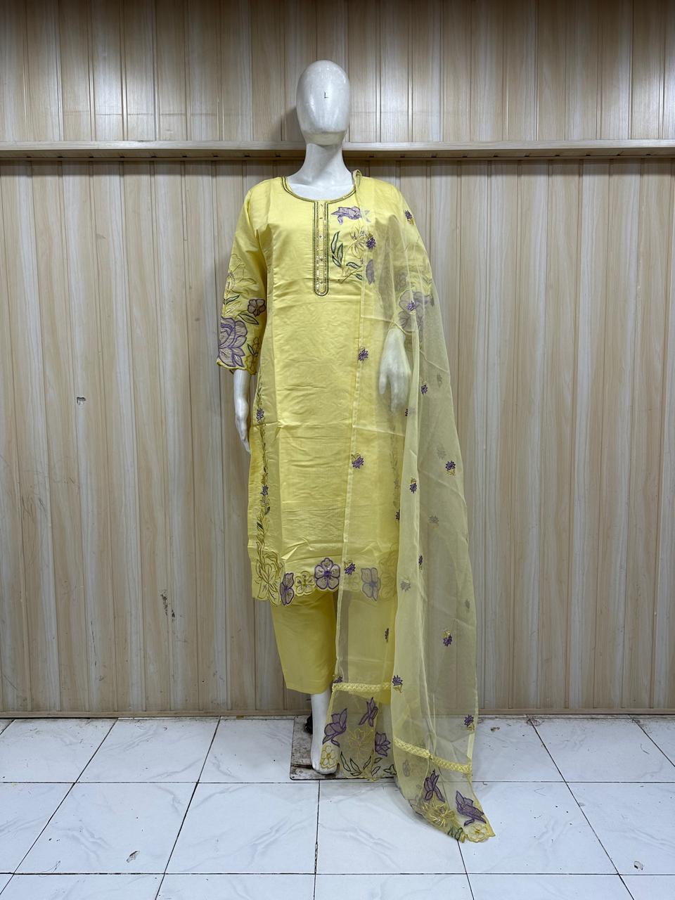 Nice elegant piece yellow traditional  Kurti Set tell me information