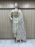mannequin waering a traditional outfit with a dupatta on a white background