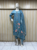 Sky Blue Designer Embroidered Kurti Set