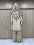 White Designer Traditional Kurti Set with Headscarf
