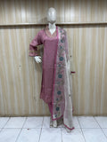 Pink Designer Embroidered Floral Traditional Kurti Set with Dupatta