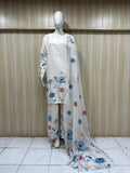 Mannequin wearing a floral outfit with a white background