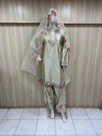 Premium American Crepe Light Sage Green 3-Piece Ethnic Suit Set with Embroidered Dupatta