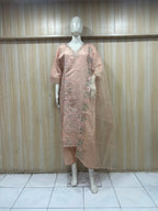 Blush Peach ROMAN SILK Embroidered 3-Piece Ethnic Suit Set with Dupatta