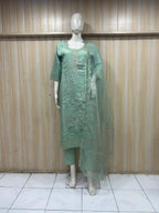 Mint Green ROMAN SILK Embroidered 3-Piece Ethnic Suit Set with Matching Dupatta