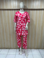 Blush Pink Cotton Floral Co-Ord Set for Women