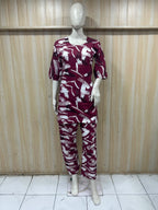 Maroon Cotton Abstract Print Co-Ord Set for Women