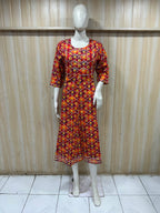 Premium Maroon Floral Print Rayon Round Kurti for Women | 1-Piece Elegant Ethnic Wear