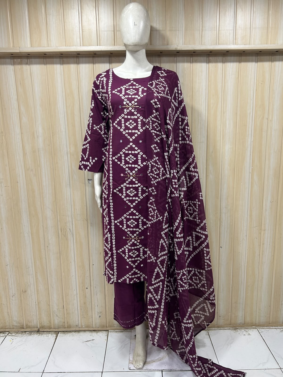 Deep Plum Cotton Printed 3-Piece Set