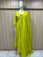 Lime Green Cotton Embellished 3-Piece Set