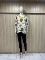 White Cotton Floral Print Single Short Kurti for Women