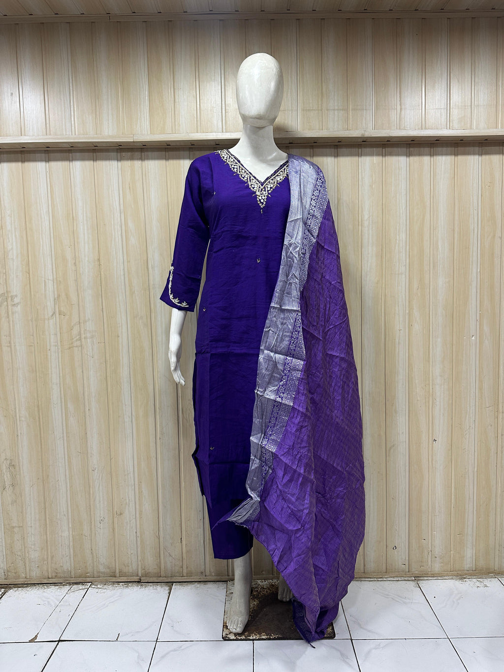 Royal Purple Vertican 3-Piece Ethnic Suit Set