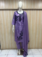 Lavender Purple ROMAN GLASS 3-Piece Stone Work Straight Suit Set