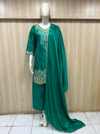 Deep Teal ROMAN GLASS Embroidered 3-Piece Suit Set