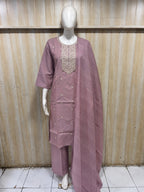 Roman Silk Dori Work Palazzo Set – Dusty Mauve