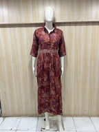 Maroon Printed Reyon/Rayon 1-Piece Kurti – Floral Print Women’s Ethnic Wear