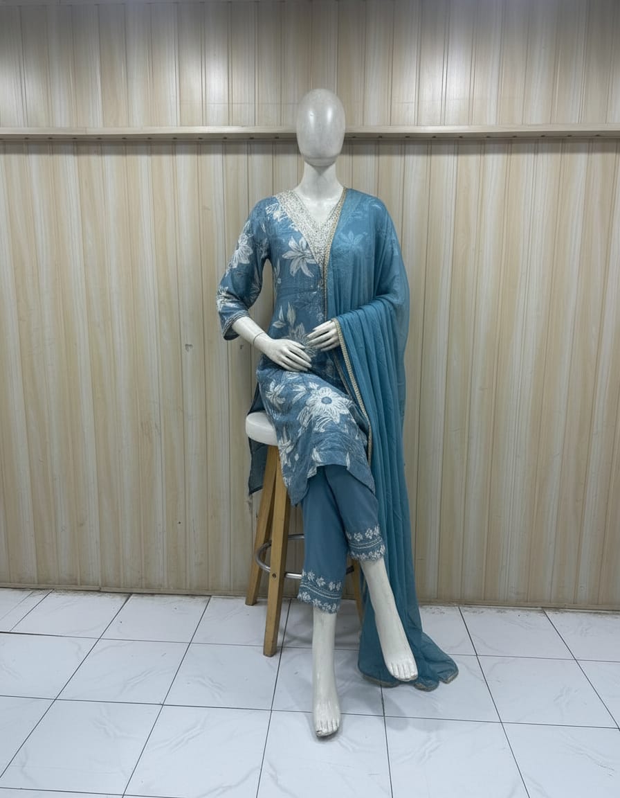 This kurti is elegant and soft-toned—great for a premium photoshoot look. Here’s a high-converting AI prompt tailored specifically for this outfit: