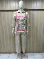 Ivory Mull Cotton Embroidered 2-Piece Co-ord Set