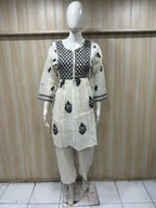 Ivory Mull Cotton Hand Work Embroidered 2-Piece Co-Ord Set