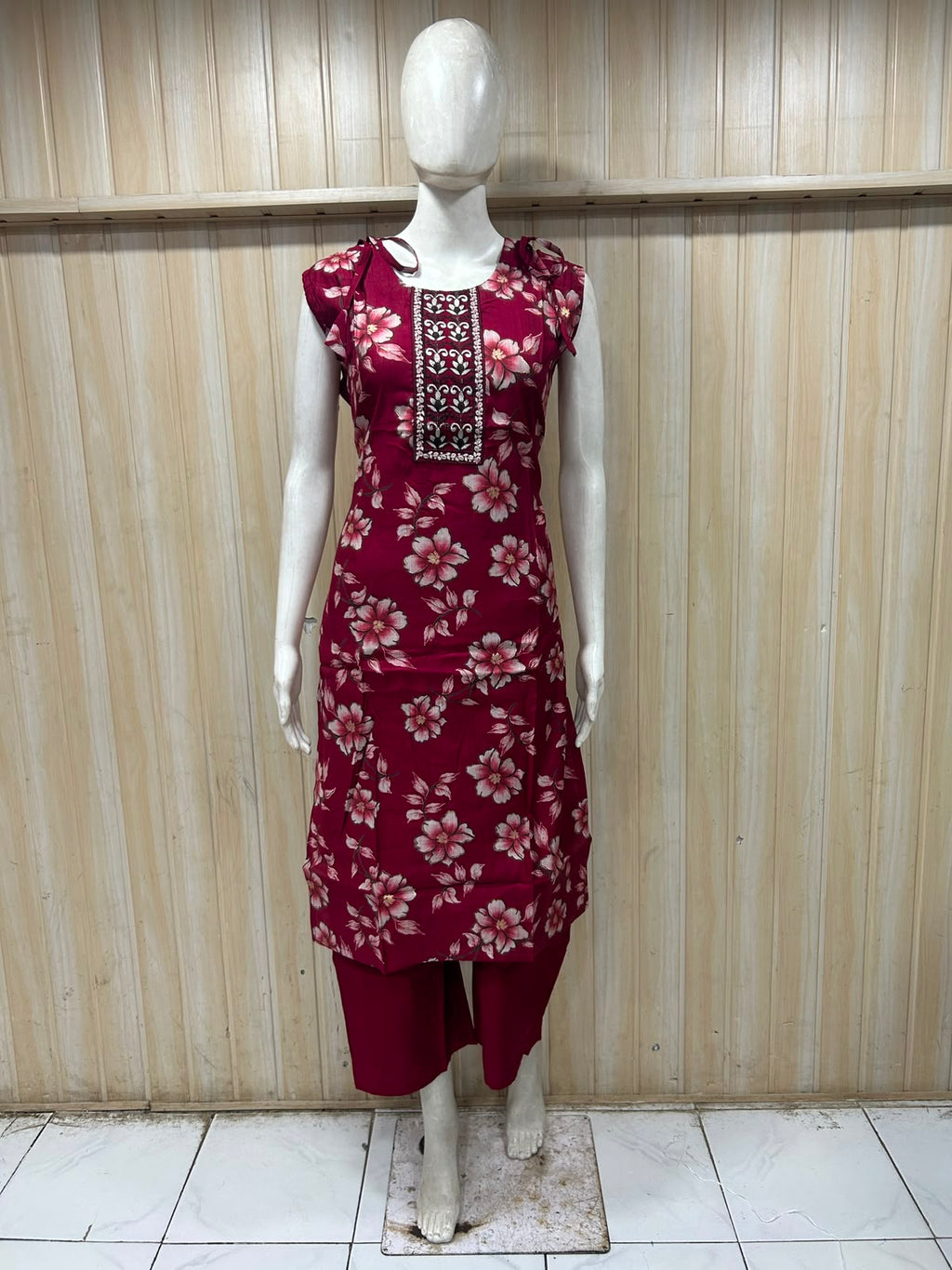 Deep Burgundy Floral Vertican Co-ord Set