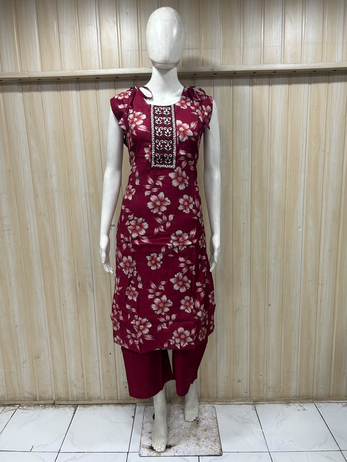 Deep Burgundy Floral Vertican Co-ord Set