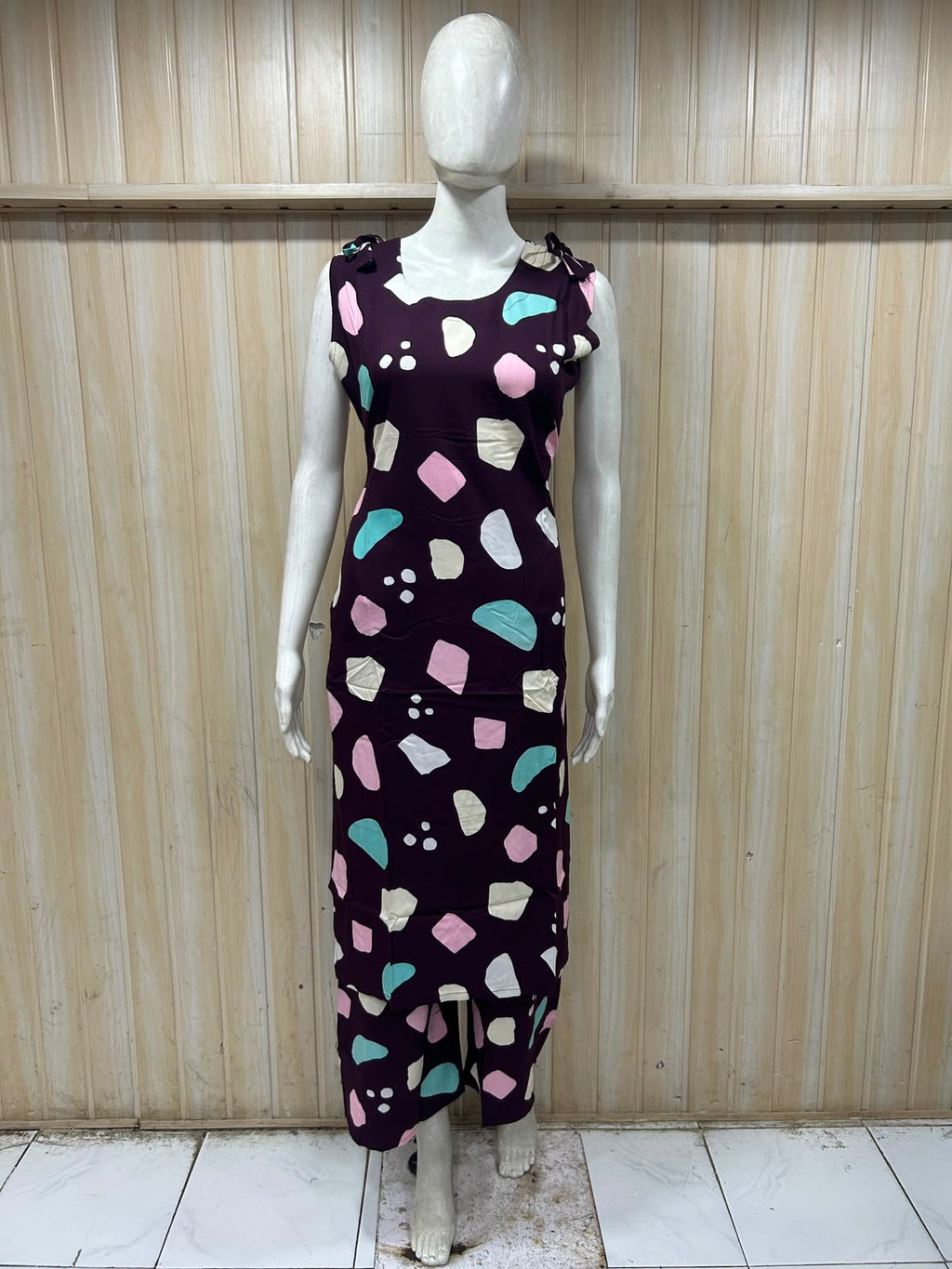 Deep Plum 24 Grade Heavy Rayon Printed Co-ord Set