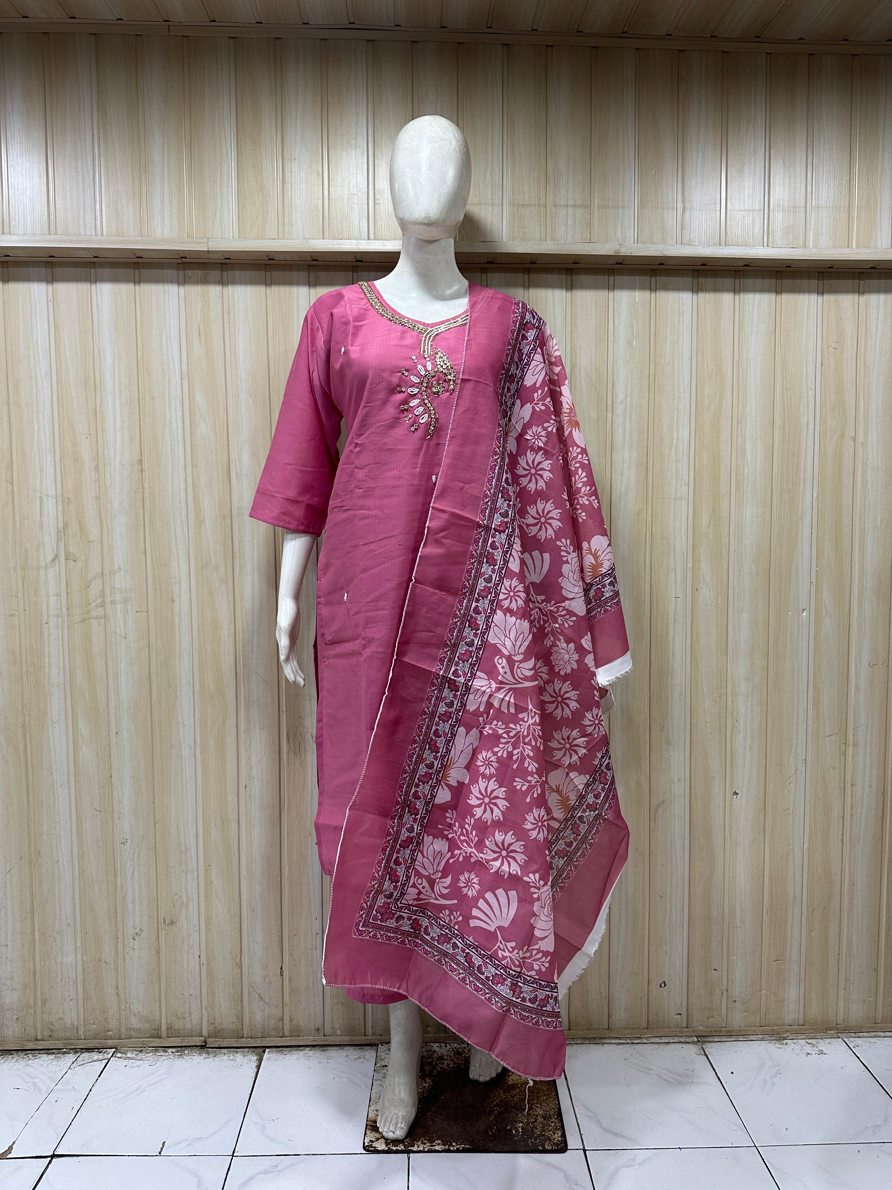 Dusty Rose Pink Vertican Ethnic Suit Set