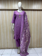 Elegant Lavender Purple Vertican Ethnic Suit Set