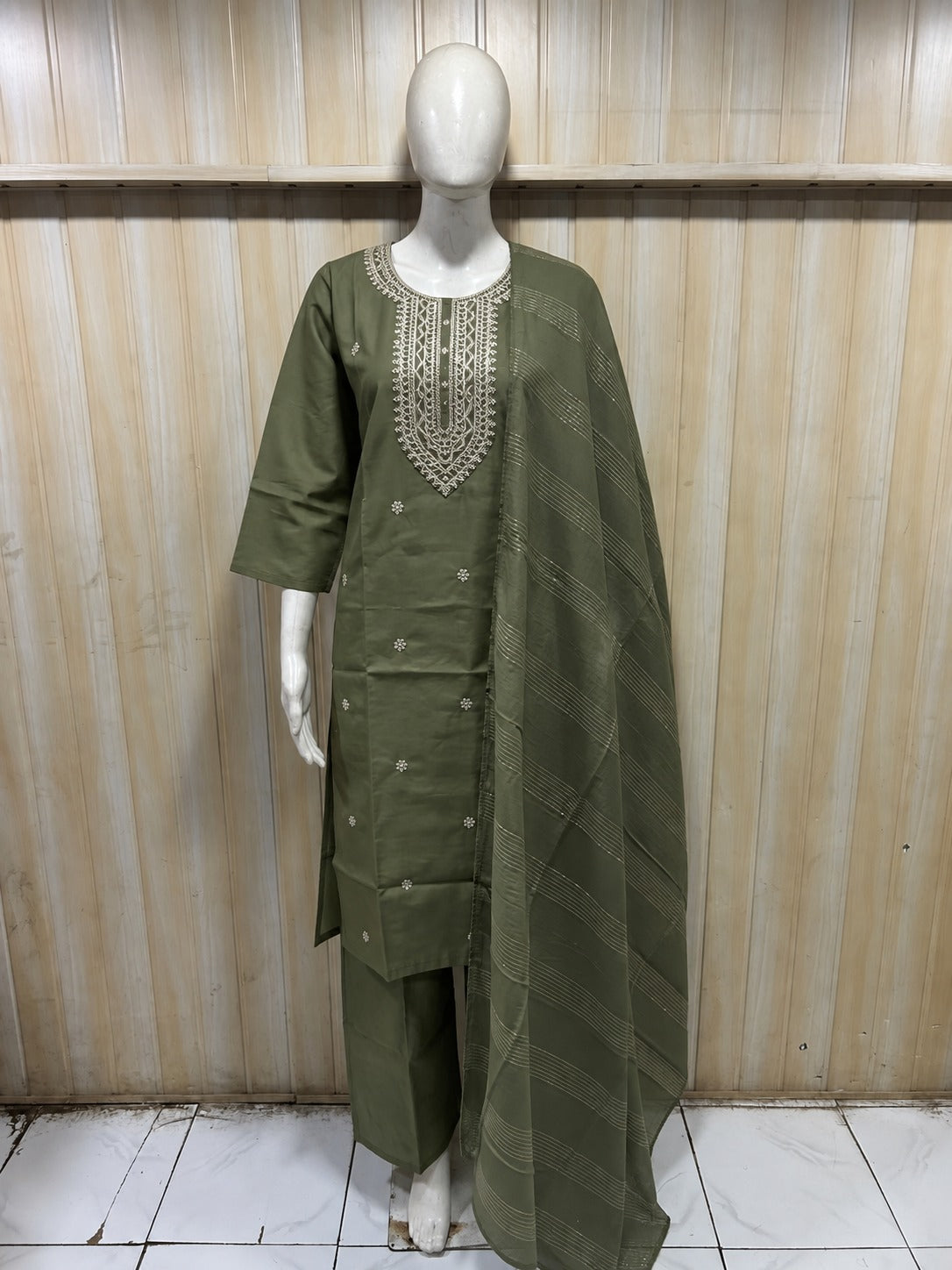 Teal Blue Roman Silk Dori Work Palazzo Set
