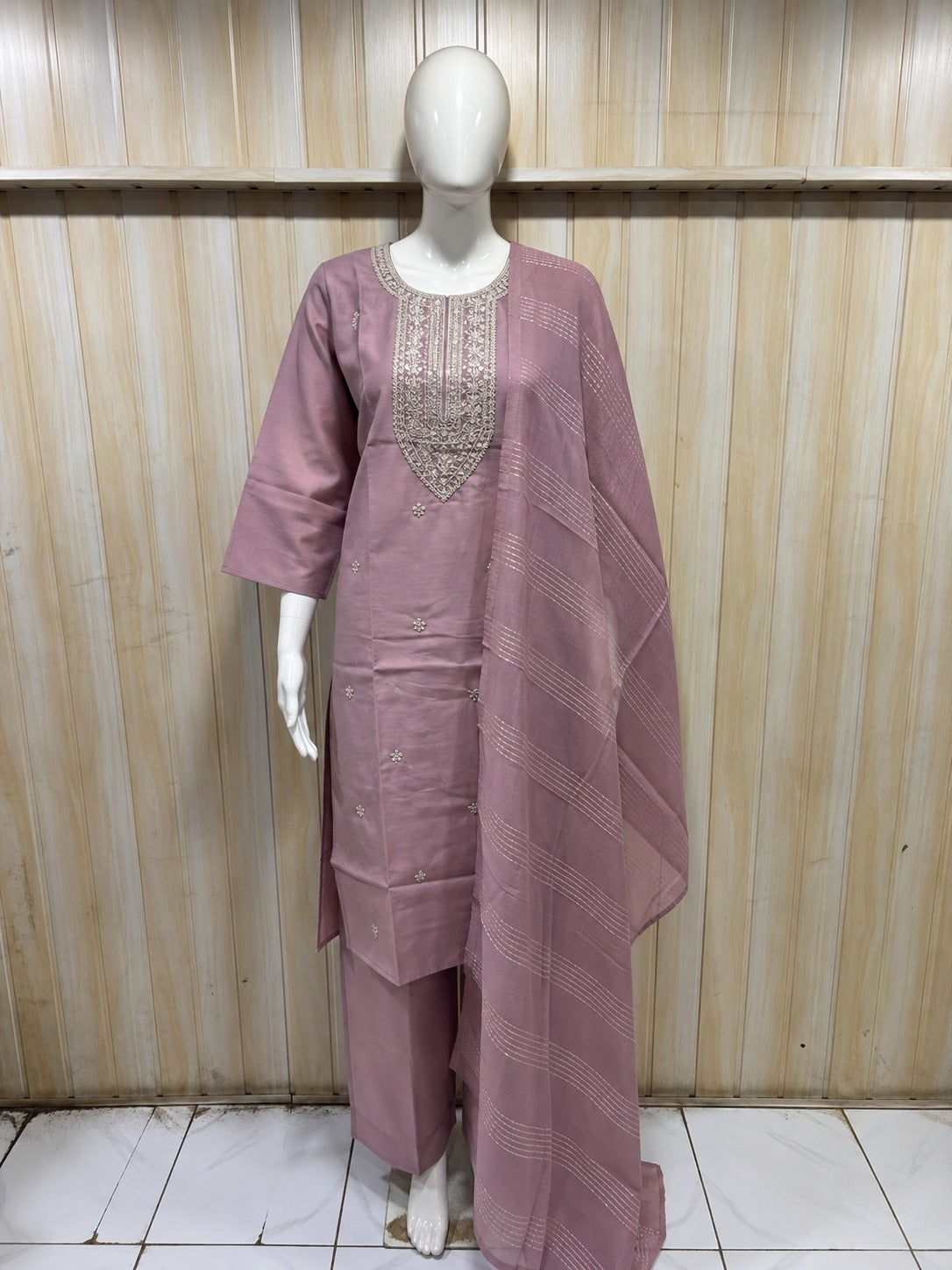 Teal Blue Roman Silk Dori Work Palazzo Set