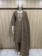 Teal Blue Roman Silk Dori Work Palazzo Set